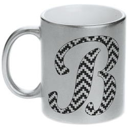 Pixelated Chevron Metallic Silver Mug (Personalized)