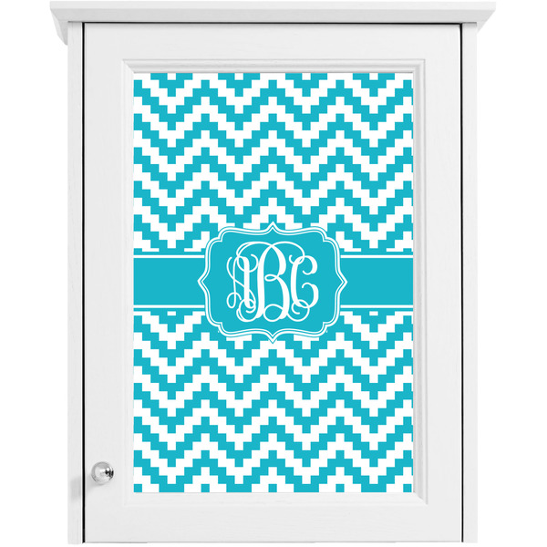 Pixelated Chevron Single White Cabinet Decal