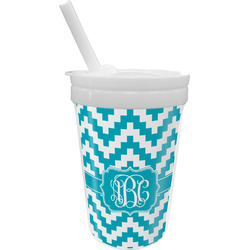 Pixelated Chevron Sippy Cup with Straw (Personalized)