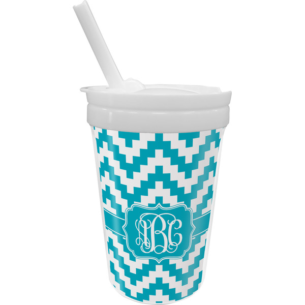 Custom Pixelated Chevron Sippy Cup with Straw (Personalized)