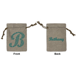 Pixelated Chevron Small Burlap Gift Bag - Front & Back (Personalized)
