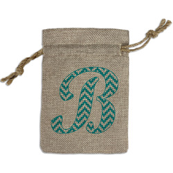 Pixelated Chevron Small Burlap Gift Bag - Front (Personalized)