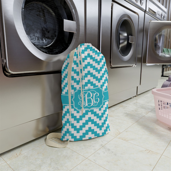 Pixelated Chevron Small Landry Bag - In Context