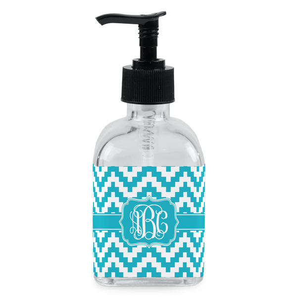 Custom Pixelated Chevron Glass Soap & Lotion Bottle - Single Bottle (Personalized)