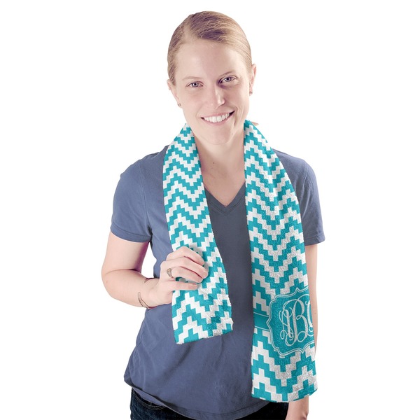 Pixelated Chevron Sport Towel - Exercise use - Model