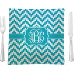 Pixelated Chevron Glass Square Lunch / Dinner Plate 9.5" (Personalized)