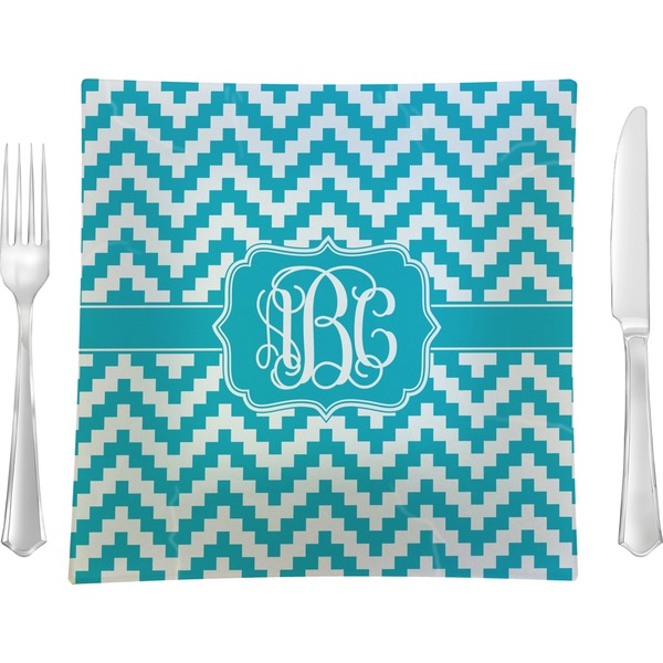 Custom Pixelated Chevron Glass Square Lunch / Dinner Plate 9.5" (Personalized)