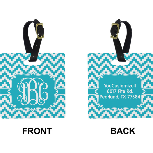 Pixelated Chevron Square Luggage Tag (Front + Back)