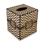 Pixelated Chevron Wood Tissue Box Cover - Square (Personalized)