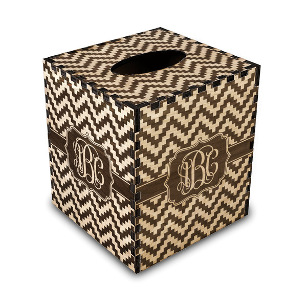 Custom Pixelated Chevron Wood Tissue Box Cover (Personalized)
