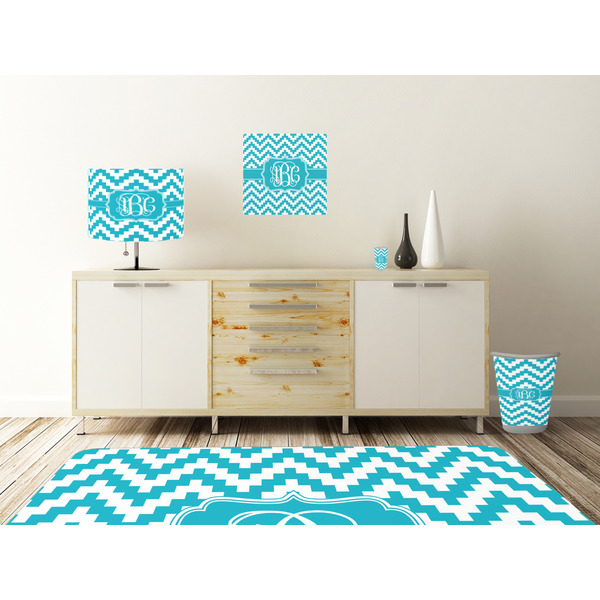 Pixelated Chevron Square Wall Decal Wooden Desk