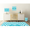 Pixelated Chevron Square Wall Decal Wooden Desk