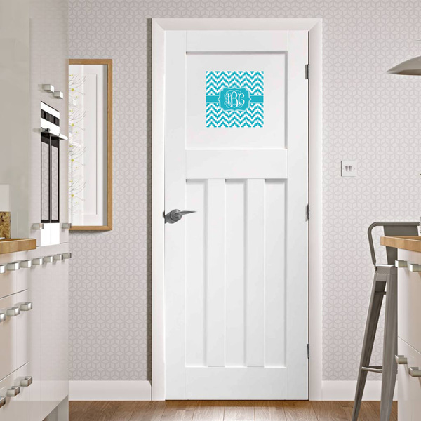 Pixelated Chevron Square Wall Decal on Door