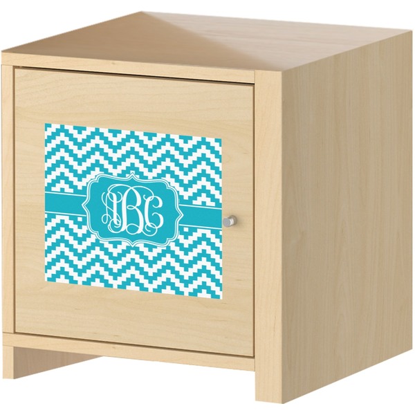 Pixelated Chevron Square Wall Decal on Wooden Cabinet