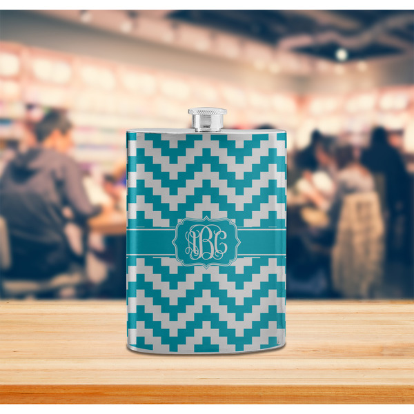 Pixelated Chevron Stainless Steel Flask - LIFESTYLE 2