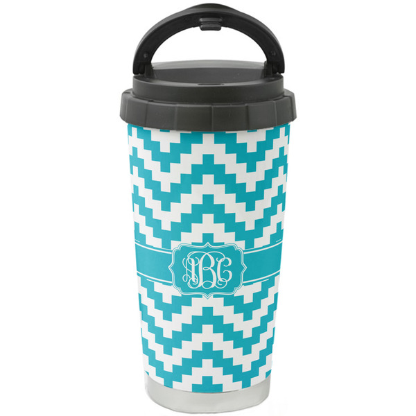 Custom Pixelated Chevron Stainless Steel Coffee Tumbler (Personalized)