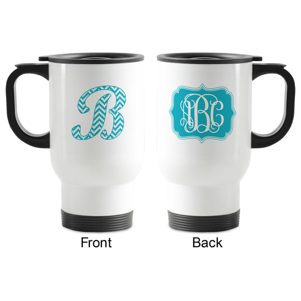 Pixelated Chevron Stainless Steel Travel Mug with Handle - Apvl