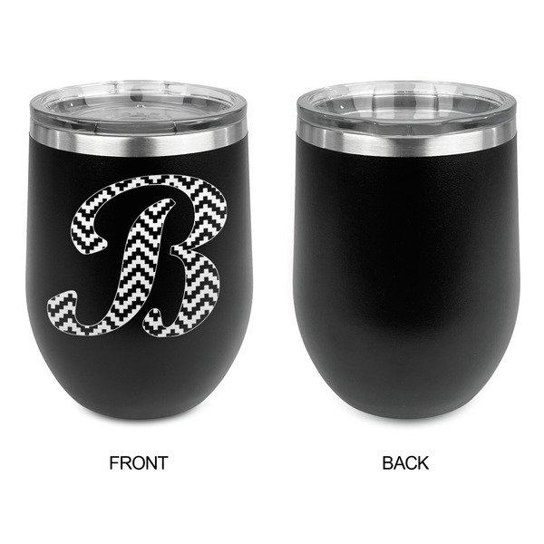 Pixelated Chevron Stainless Wine Tumblers - Black - Single Sided - Approval