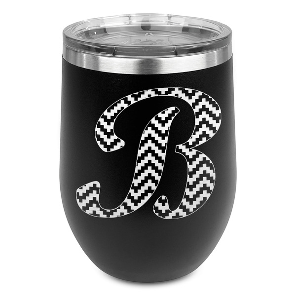Custom Pixelated Chevron Stemless Stainless Steel Wine Tumbler (Personalized)