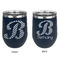 Pixelated Chevron Stainless Wine Tumblers - Navy - Double Sided - Approval