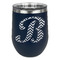 Pixelated Chevron Stainless Wine Tumblers - Navy - Double Sided - Front