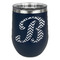 Pixelated Chevron Stemless Stainless Steel Wine Tumbler - Navy - Double Sided (Personalized)