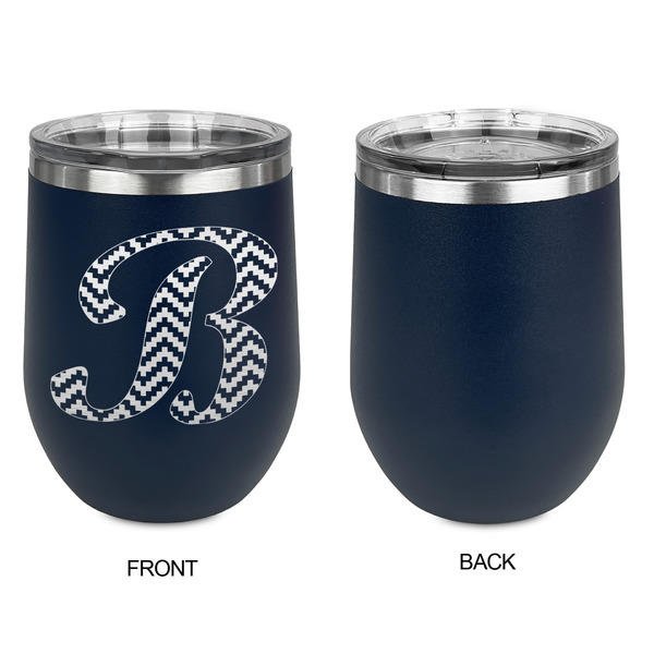 Pixelated Chevron Stainless Wine Tumblers - Navy - Single Sided - Approval