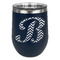 Pixelated Chevron Stainless Wine Tumblers - Navy - Single Sided - Front