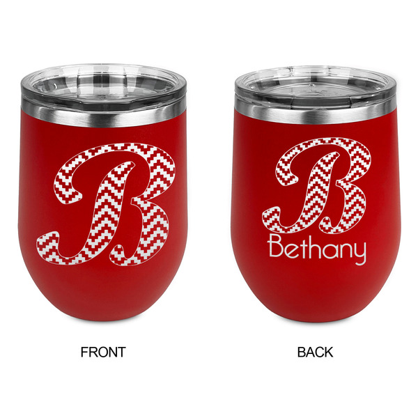 Pixelated Chevron Stainless Wine Tumblers - Red - Double Sided - Approval