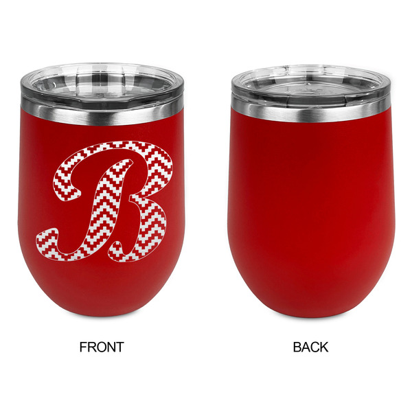 Pixelated Chevron Stainless Wine Tumblers - Red - Single Sided - Approval