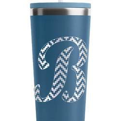 Pixelated Chevron RTIC Everyday Tumbler with Straw - 28oz - Steel Blue - Double-Sided (Personalized)