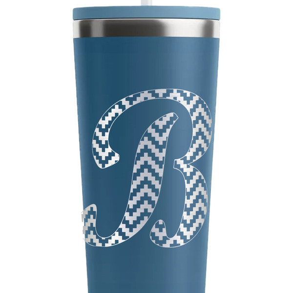 Pixelated Chevron Steel Blue RTIC Everyday Tumbler - 28 oz. - Close Up