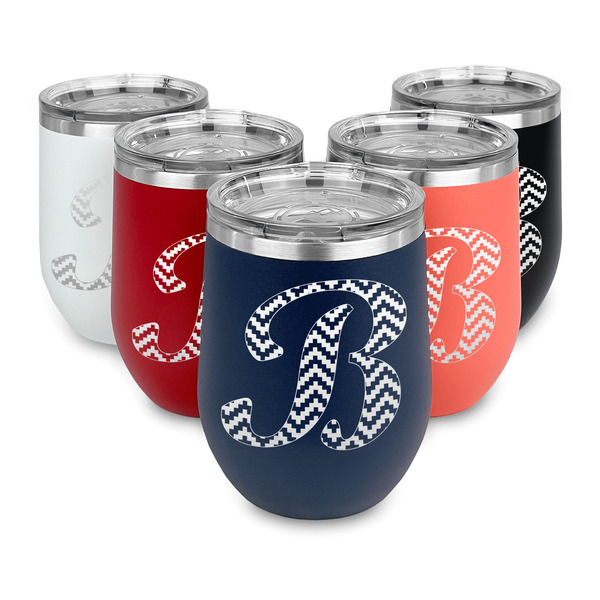 Pixelated Chevron Steel Wine Tumblers Multiple Colors