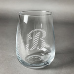 Pixelated Chevron Stemless Wine Glass - Engraved (Personalized)