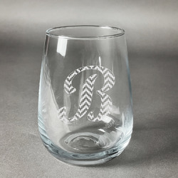 Pixelated Chevron Stemless Wine Glass - Engraved (Personalized)