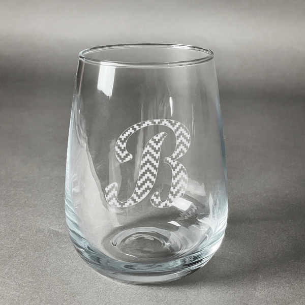 Custom Pixelated Chevron Stemless Wine Glass (Single) (Personalized)