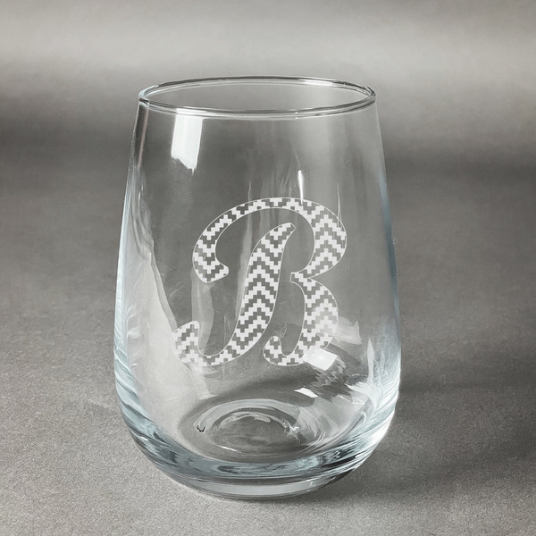 Custom Pixelated Chevron Stemless Wine Glass - Engraved (Personalized)