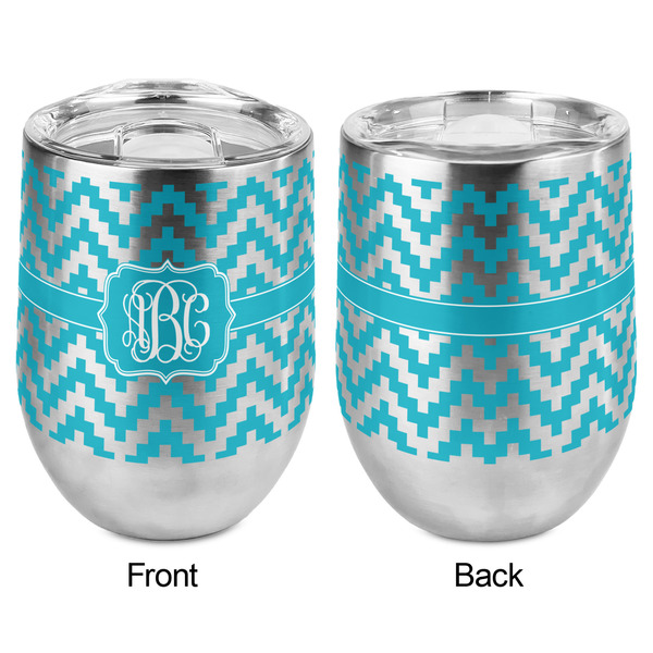 Pixelated Chevron Stemless Wine Tumbler - Full Print - Approval