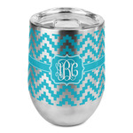 Pixelated Chevron Stemless Wine Tumbler - Full Print (Personalized)