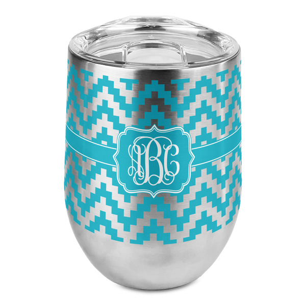 Custom Pixelated Chevron Stemless Wine Tumbler - Full Print (Personalized)