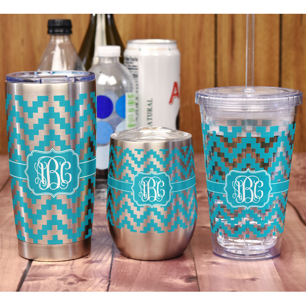 Pixelated Chevron Stemless Wine Tumbler - Full Print - In Context