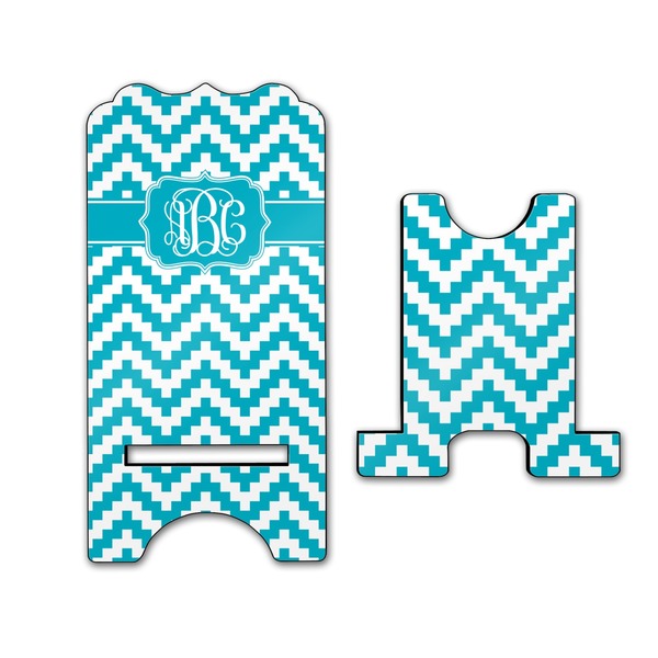 Pixelated Chevron Stylized Phone Stand - Front & Back - Large