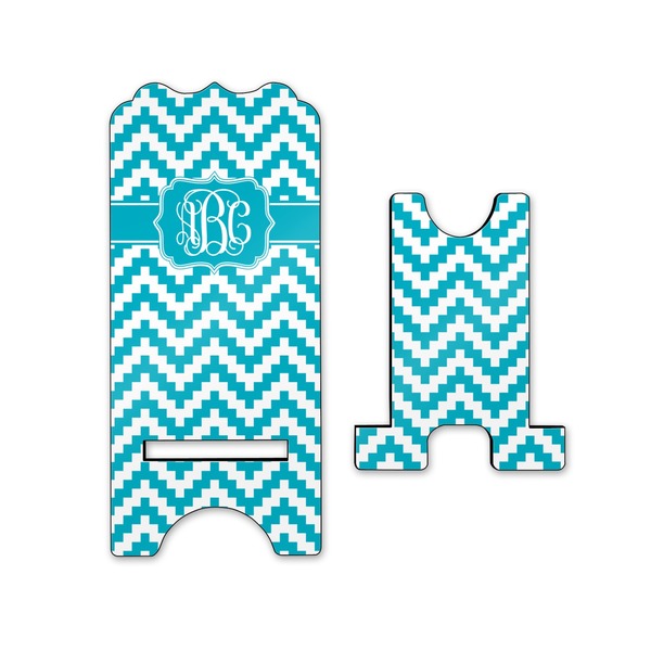 Pixelated Chevron Stylized Phone Stand - Front & Back - Small