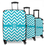 Pixelated Chevron 3 Piece Luggage Set - 20" Carry On, 24" Medium Checked, 28" Large Checked (Personalized)