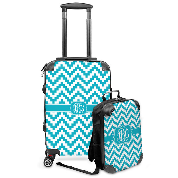 Custom Pixelated Chevron Kids 2-Piece Luggage Set - Suitcase & Backpack (Personalized)
