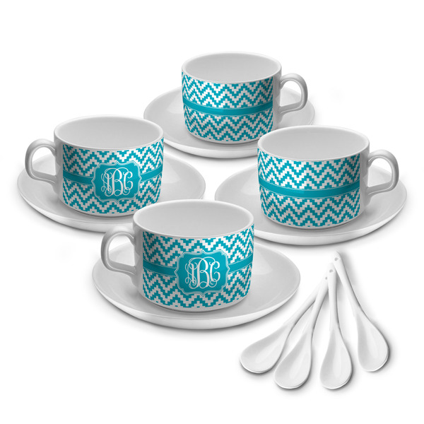 Custom Pixelated Chevron Tea Cup - Set of 4 (Personalized)
