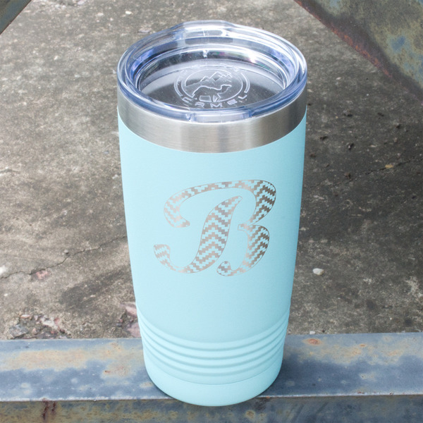 Pixelated Chevron Teal Polar Camel Tumbler - 20oz - Angled