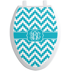 Pixelated Chevron Toilet Seat Decal - Elongated (Personalized)