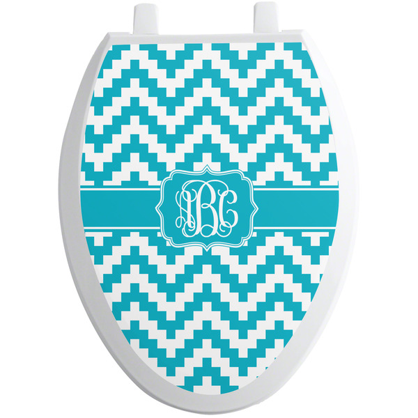 Pixelated Chevron Toilet Seat Decal (Personalized)