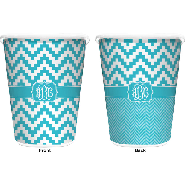 Pixelated Chevron Trash Can White - Front and Back - Apvl